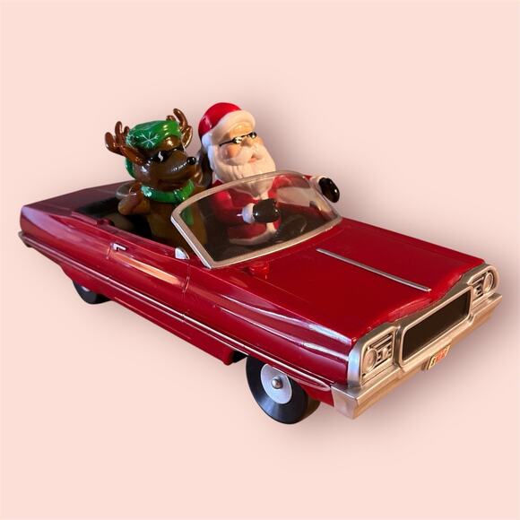 Gemmy Other - Gemmy Christmas Low Rider Red Impala Car Santa 2 Reindeer Animated Musical Works